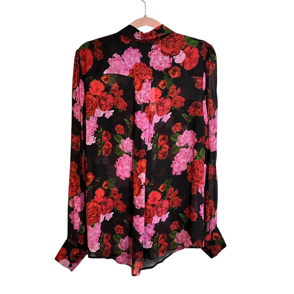 Generation Love Oslo Floral Georgette Shirt Blouse Size‎ XL Red Pink Sheer NEW - Picture 2 of 14